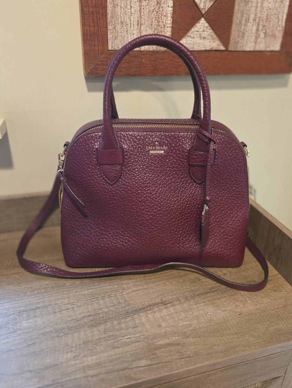 Kate Spade Pebbled Leather Satchel in Plum
